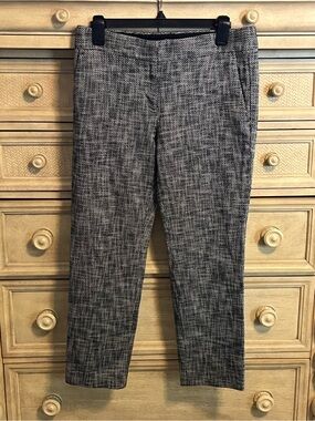 Ann Taylor Gray Textured Cropped Straight-Leg Pants
